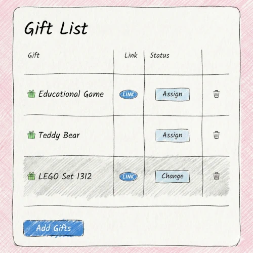 Online gift registry view with guest reservation feature